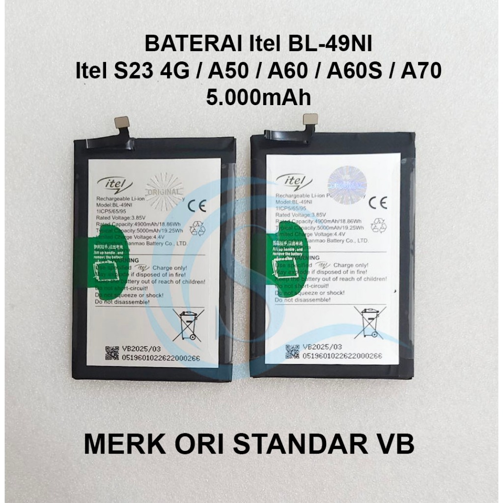 Baterai Itel S23 4G / A50 / A60 / A60S / A90 / A666LN / A70 BL-49NI 5.000mAh ORI VB