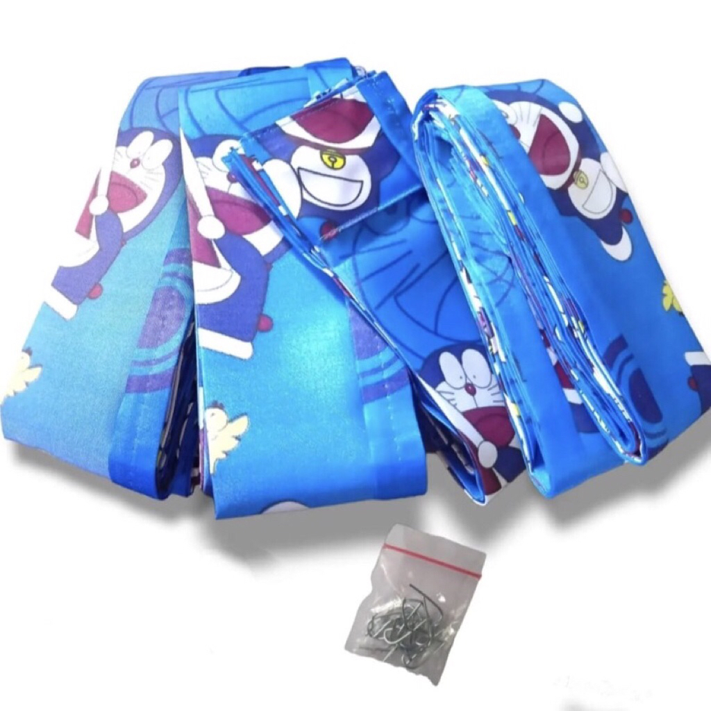 Gorden plisket doraemon/tirai jendela/tirai pintu minimalis karakter doraemon biru