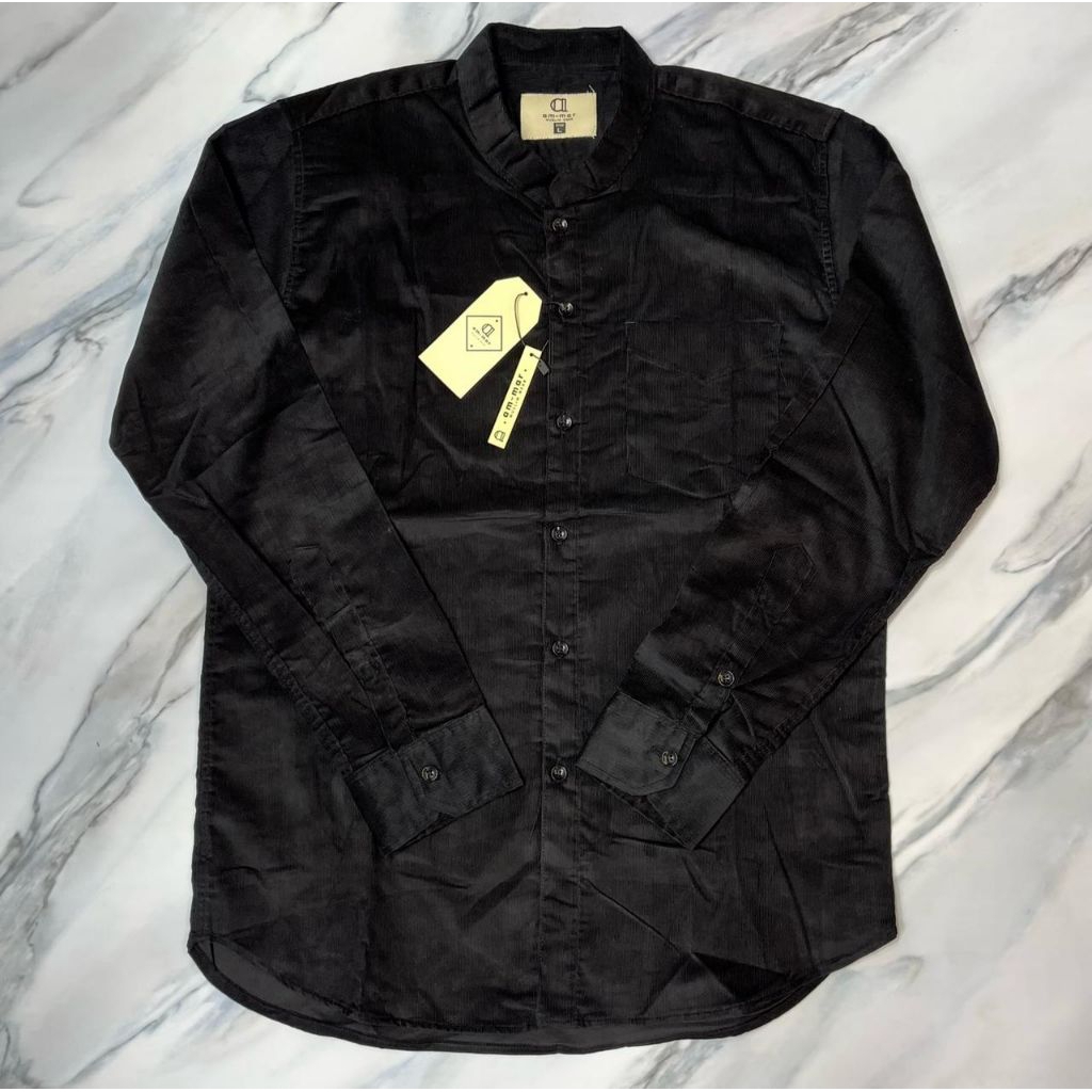 KEMEJA KOKO CORDUROY LENGAN PANJANG HITAM