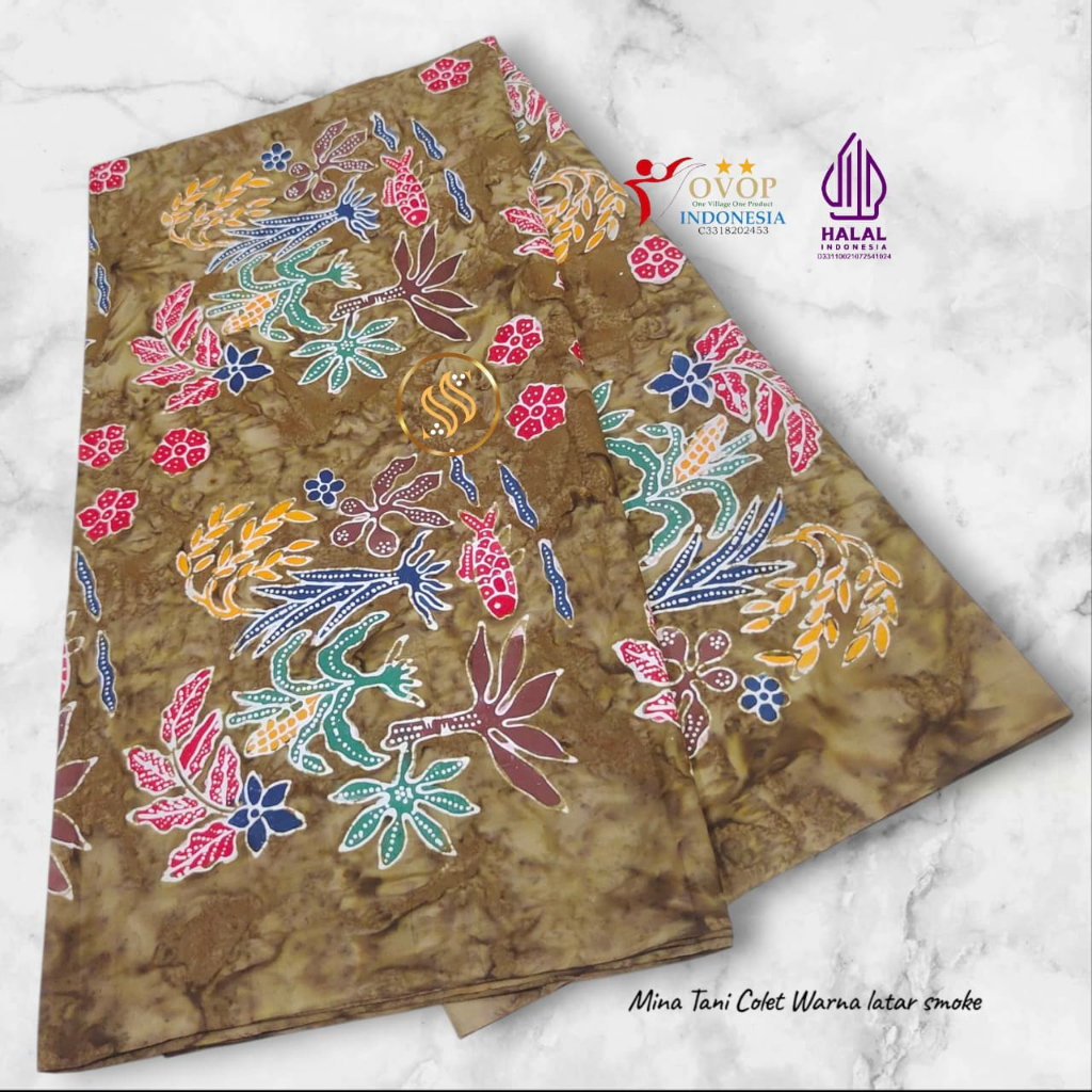 Kain Batik Tulis Bakaran Motif Mina Tani Latar Smoke