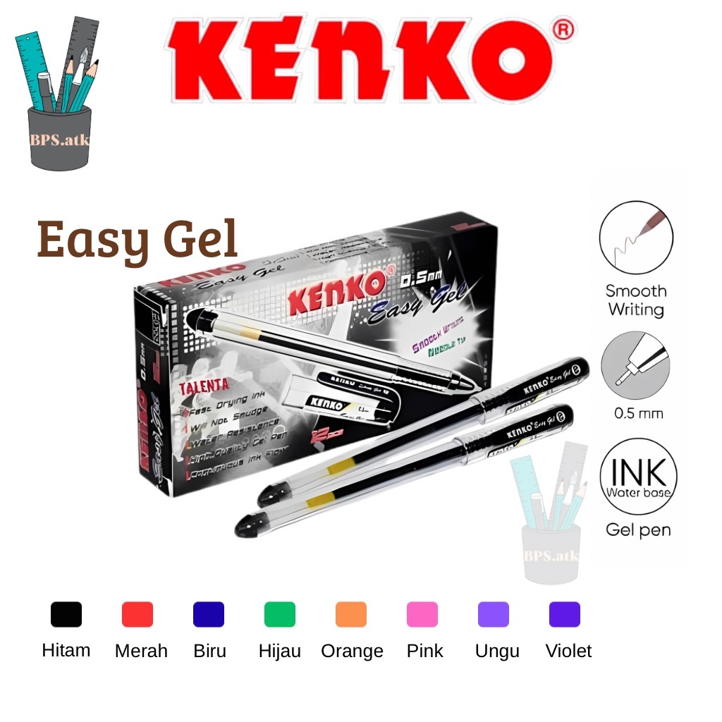 

(12 Pcs) Pulpen Easy Gel KENKO 0.5mm / Pen Gel Pena Kenko
