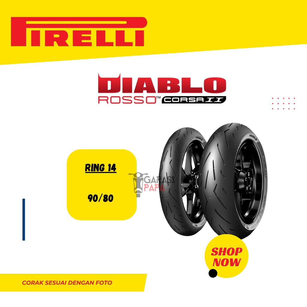 Ban Motor Tubeless Pirelli Diablo Rosso Corsa 2 Ring 14 90/80 Soft Compound Beat Vario Spacy Lexi
