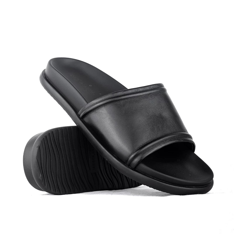 Gino Mariani Fito Black Sandal Kulit Pria
