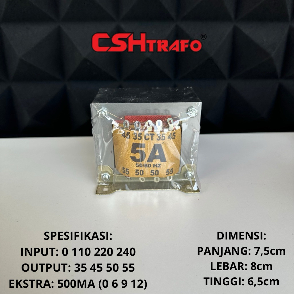 Trafo Kotak CSH Best Quality(trafo kecil) 100% Tembaga Murni 5A CT 55V