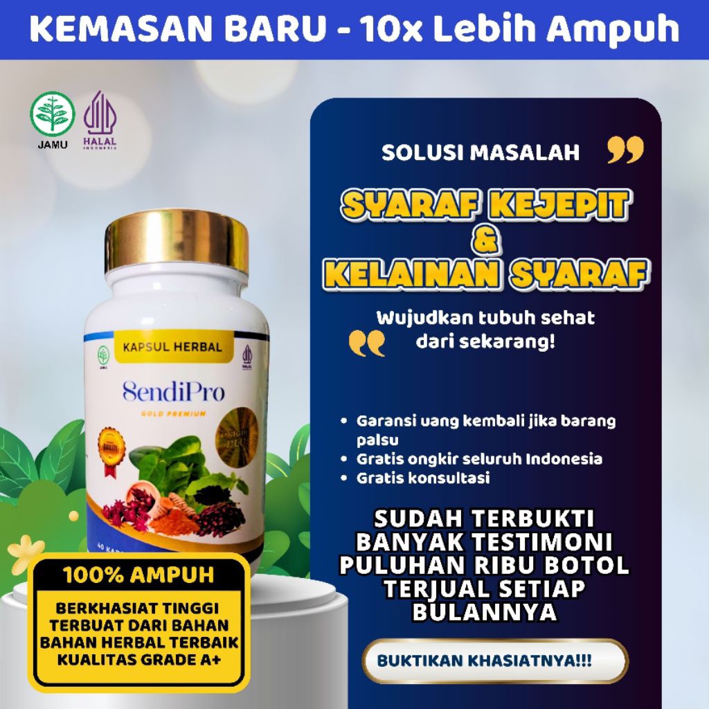 KEMASAN BARU SENDIPRO 100% ORIGINAL AMPUH ATASI SYARAF KEJEPIT ASAM URAT TINGGI KOLESTEROL DAN NYERI