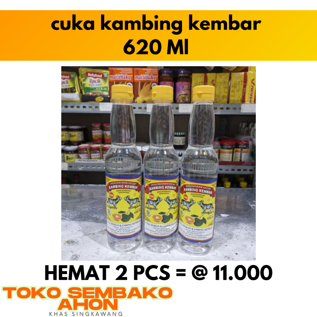 

Cuka Kambing Kembar 620 ml - Kalimantan PLASTIK | Cuka Masak Kalimantan | Cuka Asam Fermentasi Botol Besar | Vinegar Kambing Dua