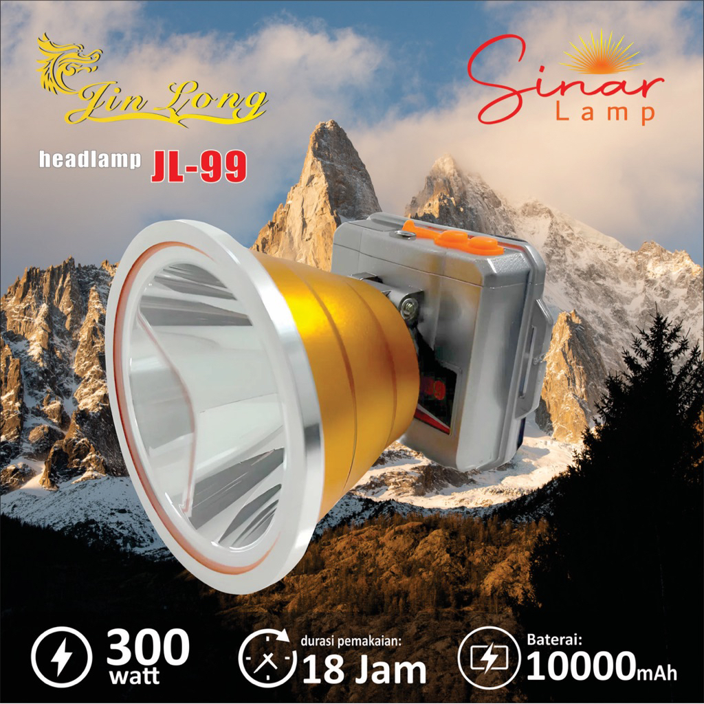 Senter Kepala Waterproof Jinlong JL 99 300Watt Charger USB-C