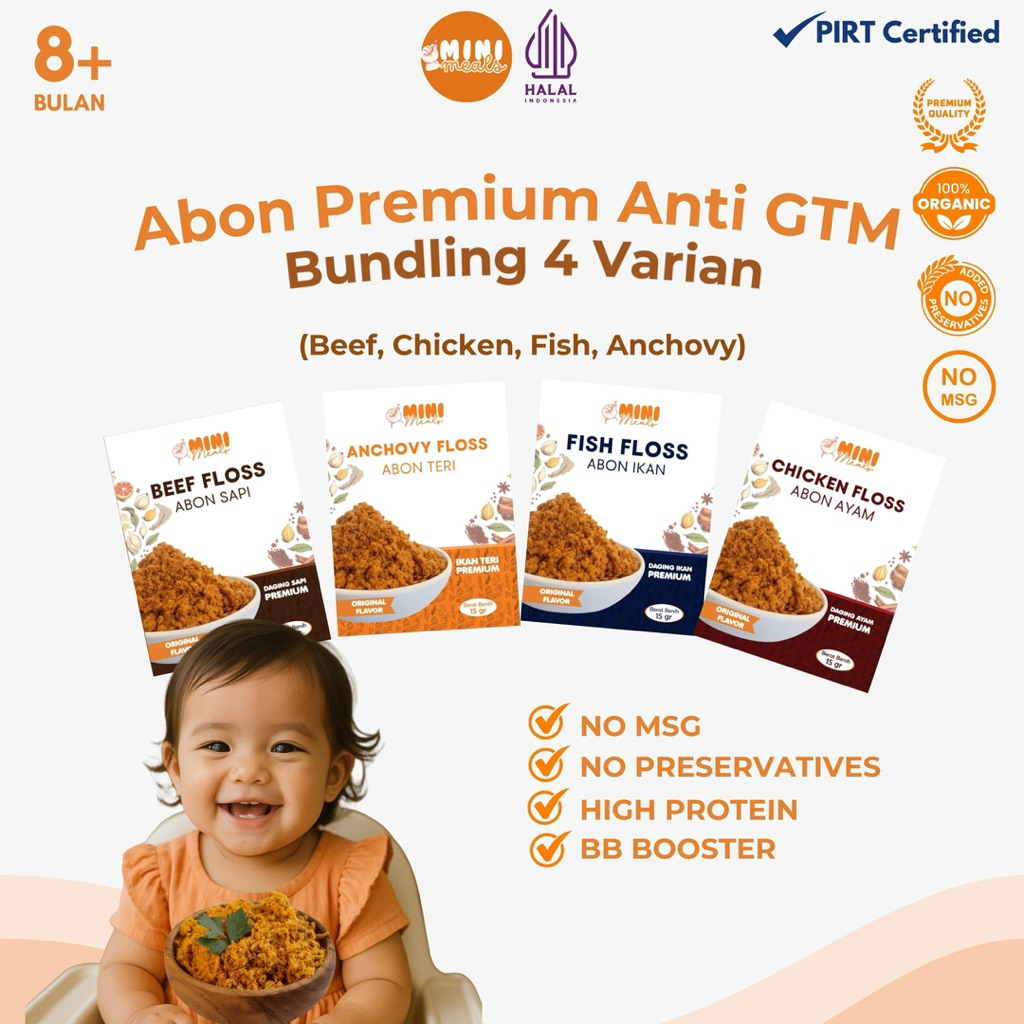 

[Bundling 4 Varian] Abon Mini Meals Premium Abon MPASI Abon Bayi Anak Booster Bayi Anti GTM Abon Sapi Abon Ayam Abon Ikan Abon Teri Penambah Nafsu Makan Anak Penambah Berat Badan Bayi Anak Sumber Protein No MSG No Pengawet Abon Premium Makanan MPASI