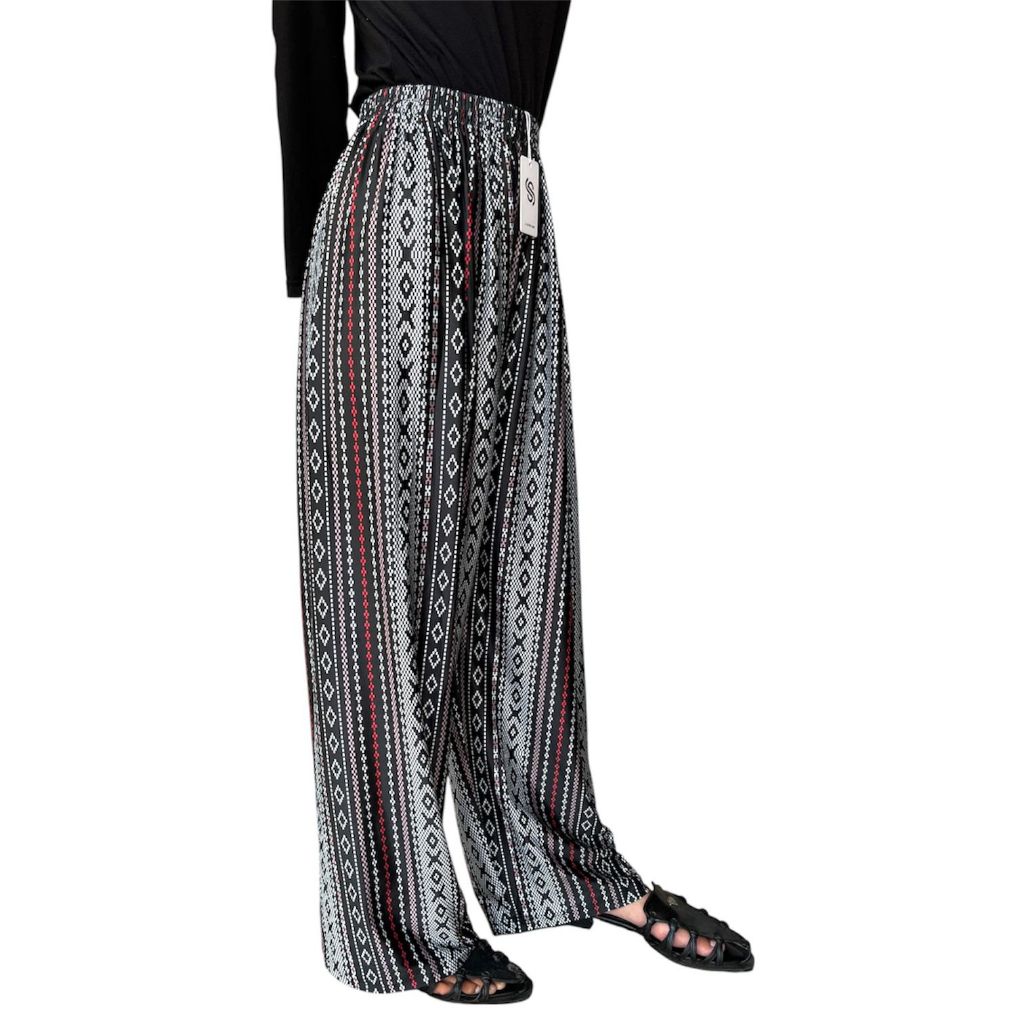 Celana Panjang Wanita Kulot Motif Abstrak Modis Longgar Bahan Halus Adem Celana Kulot Motif Jersey P
