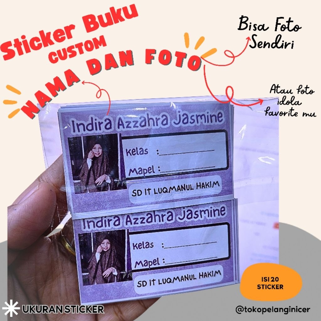 

Stiker Buku Custom Nama & Foto –Sticker Label Buku Anak Tahan Air, Anti Sobek