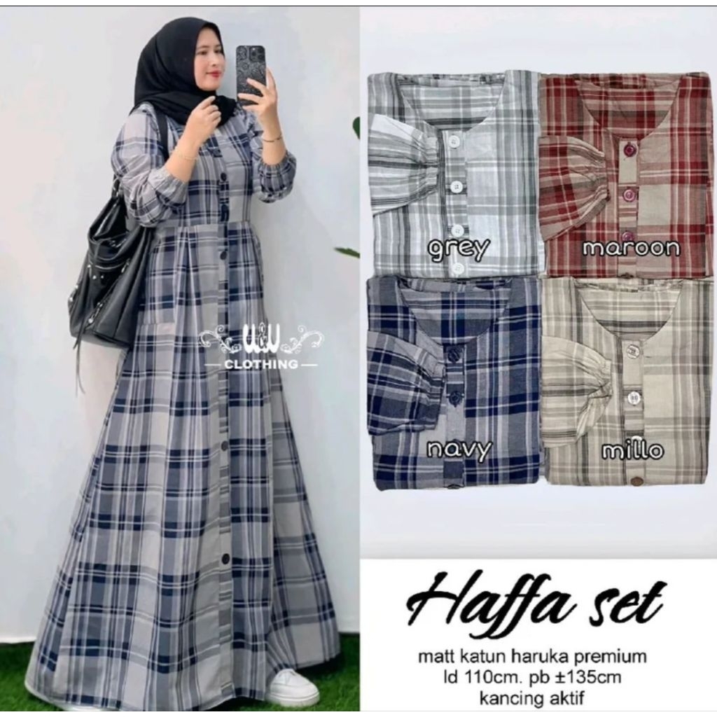 Haffa set gamis katun haruka kotak