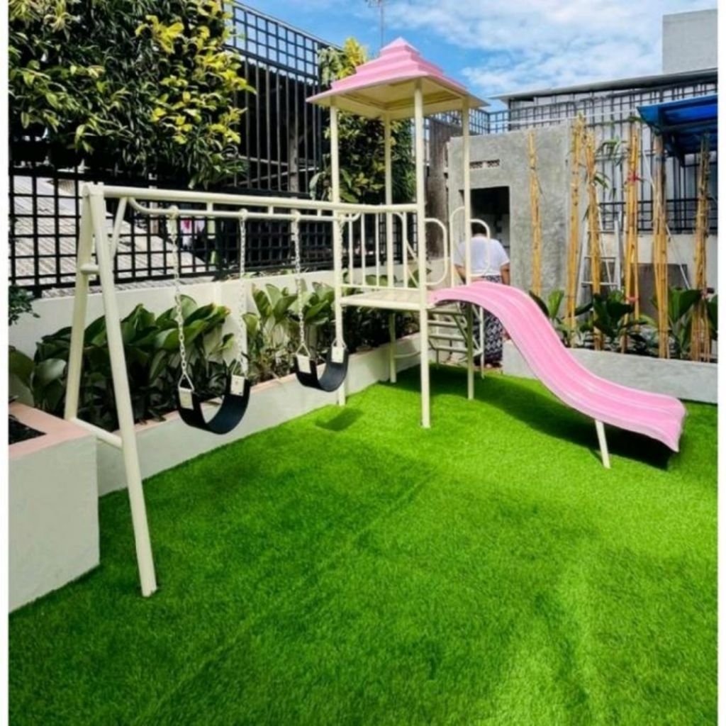 Ayunan Set Perosotan Playground Anak Tk Besi Model 4