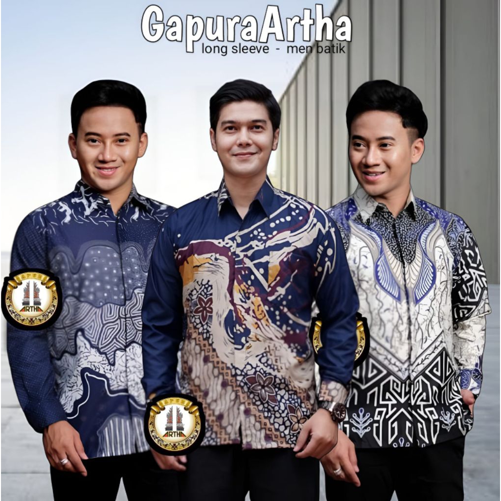 ATASAN BAJU PRIA TREND MASA KINI KEMEJA BATIK BIRU LANGIT LENGAN PANJANG SIZE M L XL XXL | BATIK BIR