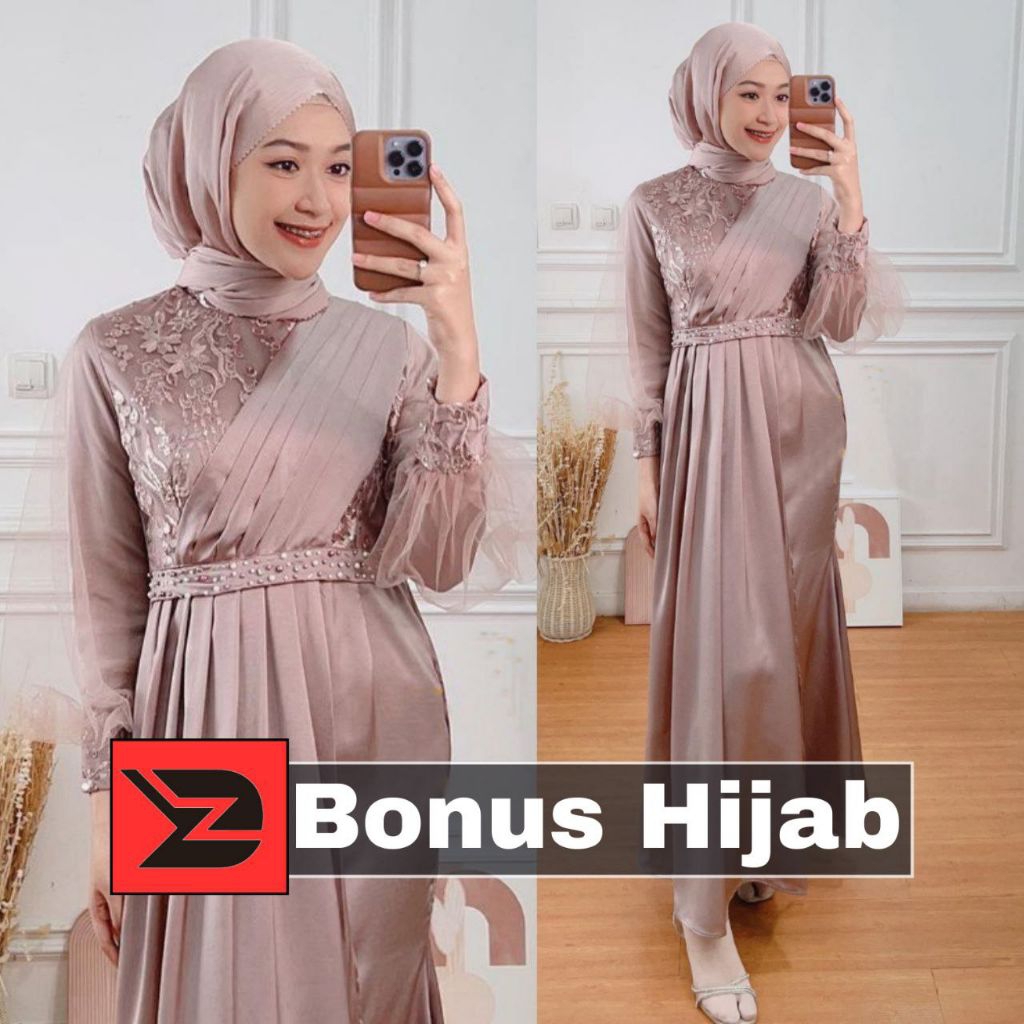 ADEVA DRESS BROKAT KOMBINASI / FASHION MUSLIM WANITA / GAMIS ADEEVA / BISA COD / ADA JUMBO / GAMIS