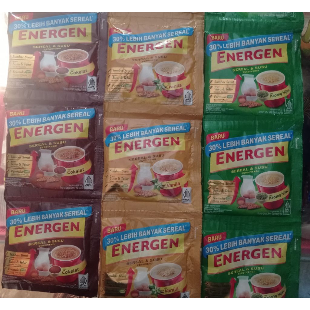 

Energen Sereal dan Susu Cokelat Vanila Kacang Hijau