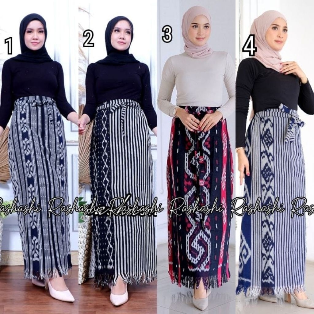 ROK TENUN WANITA, ROK SPAN PANJANG RUMBAI BAWAH