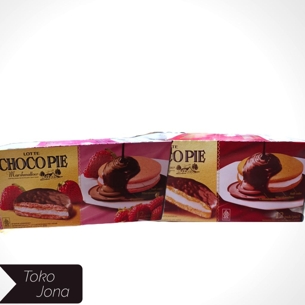 

LOTTE CHOCO PIE Chocopie Marshmallow Cokelat/Stroberi ISI 12 PCS