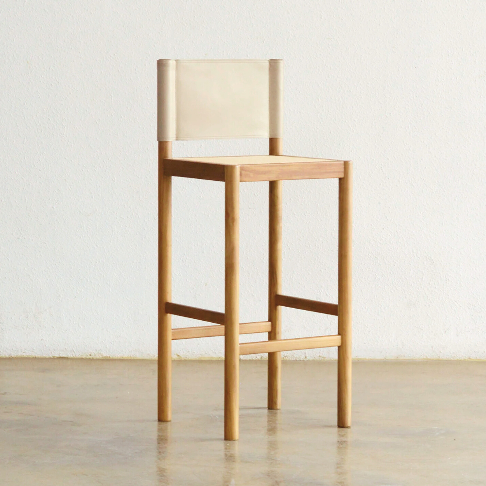 Dinda Barstool Kursi Bar Minimalis Sandaran Kulit Dudukan Rotan