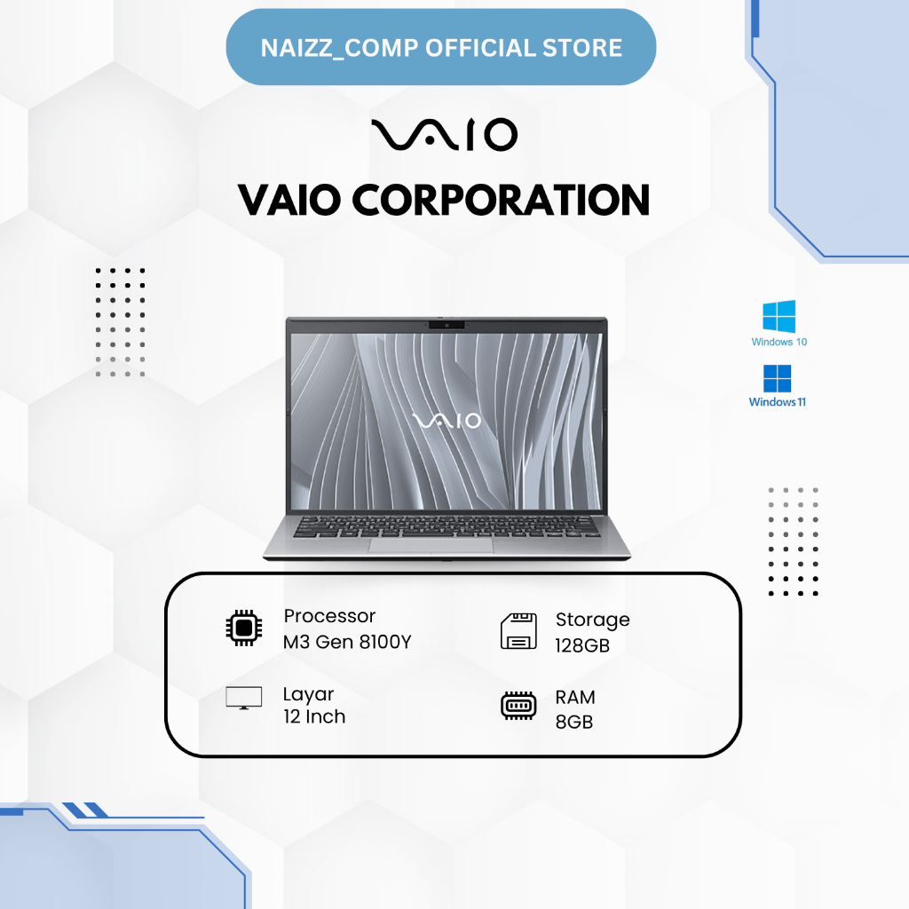 Tablet Vaio Corporation Touchscreen Core M3-8100Y Ram 8GB SSD 128GB Second Berkualitas