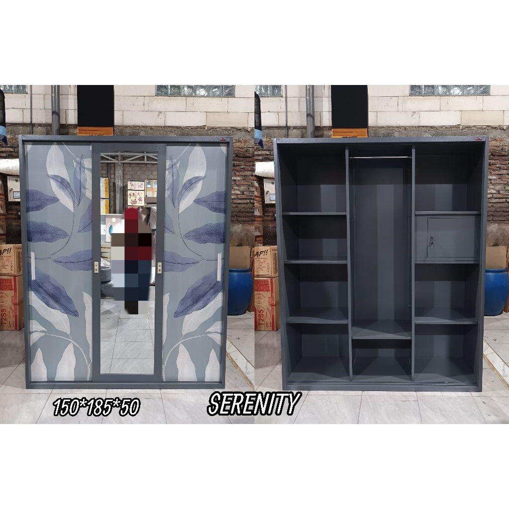 Lemari Besi 3 Pintu Sleding