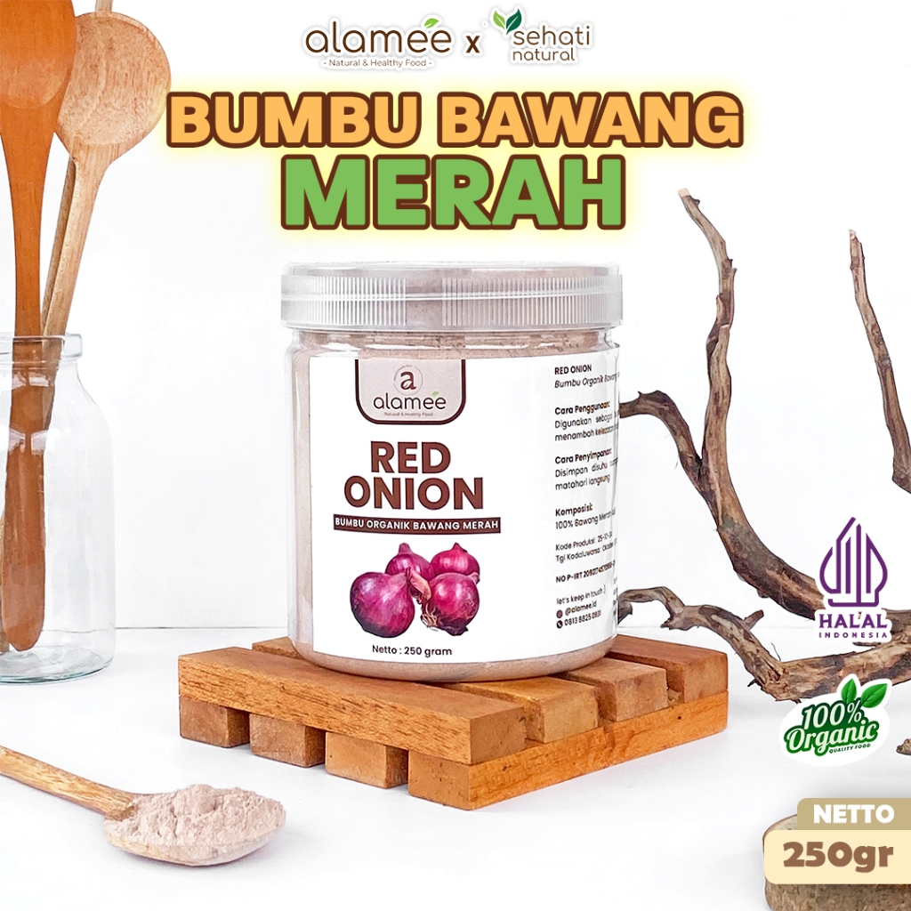 

ALAMEE Bawang Merah Bubuk Red Onion Seasoning Powder Bumbu Dapur Organik Masak Tanpa Campuran Toples