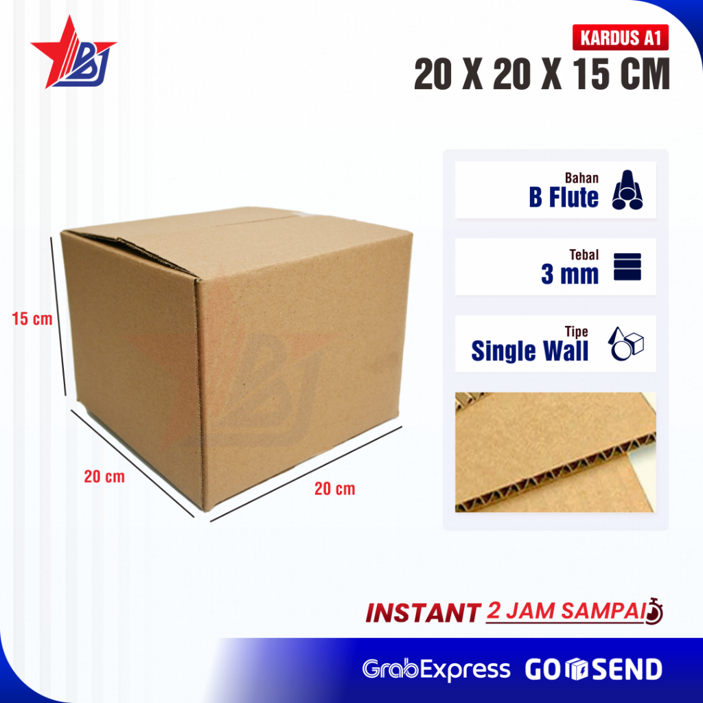 

KARDUS PACKING 20x20x15 cm / BOX KARTON CORUGATED B-FLUTE / PACKING ONLINE