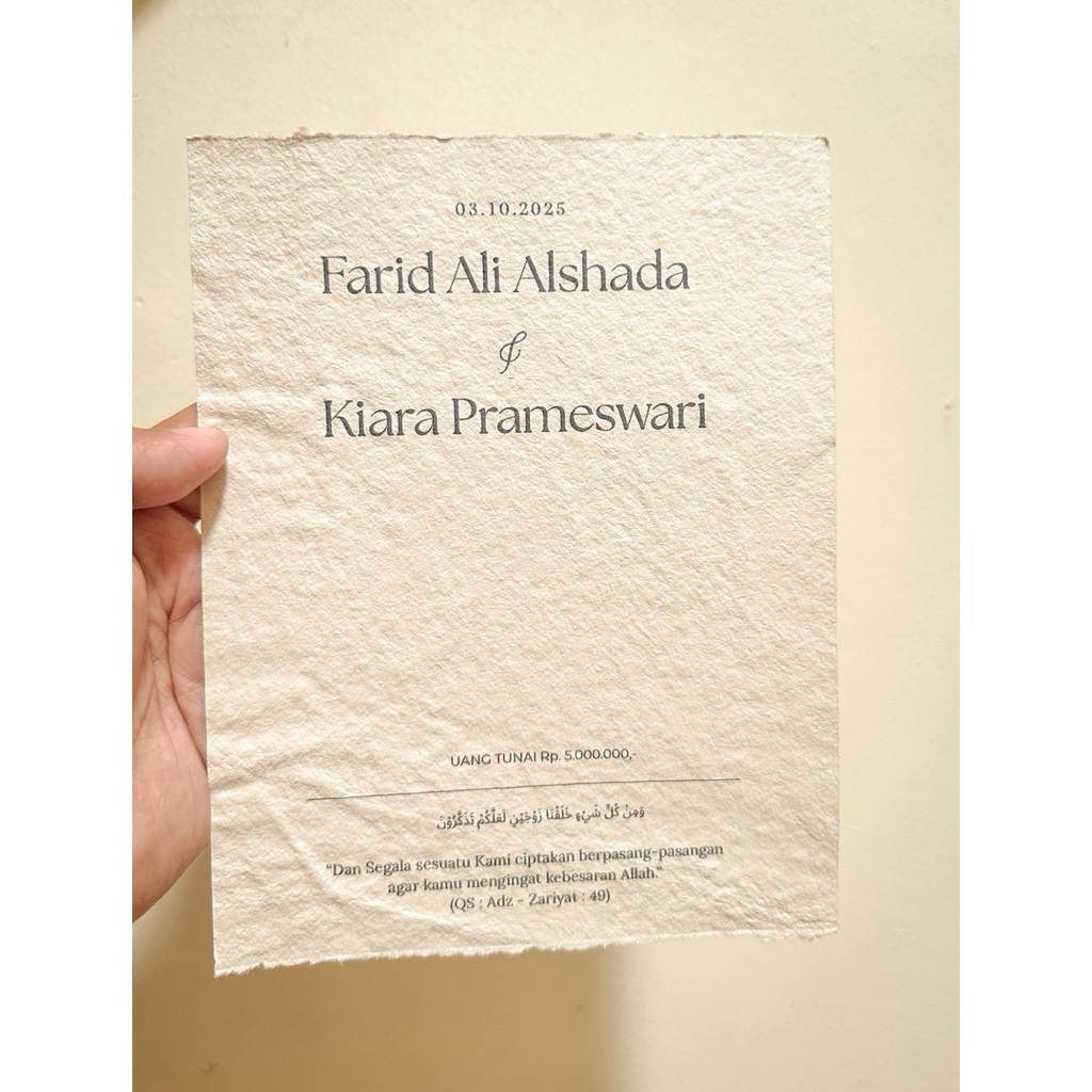 

Kertas daur ulang Custome desain | Kertas mahar bisa custome desain