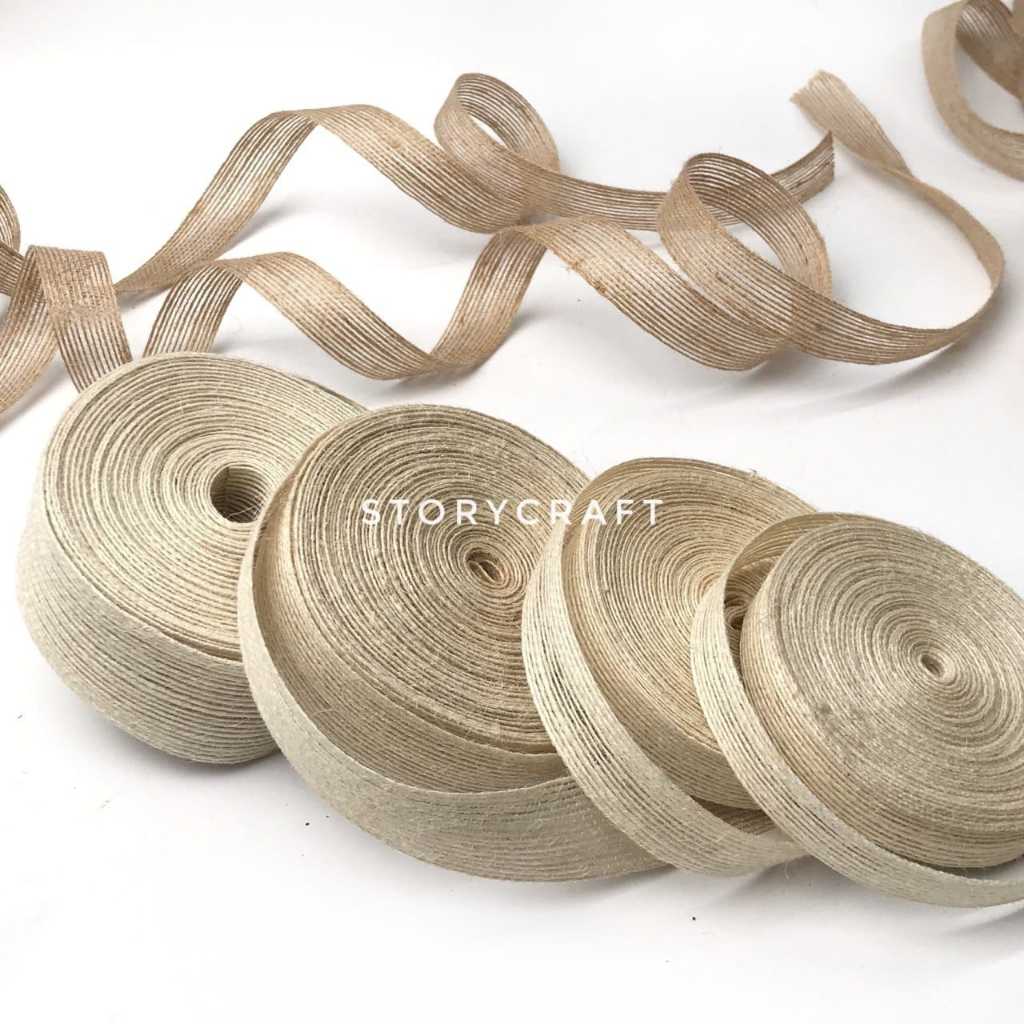 

1 YARD | PITA GONI COKLAT - PUTIH Harga per yard (90 cm) / YUTE/ BURLAP / HESSIAN / BAHAN DEKOR