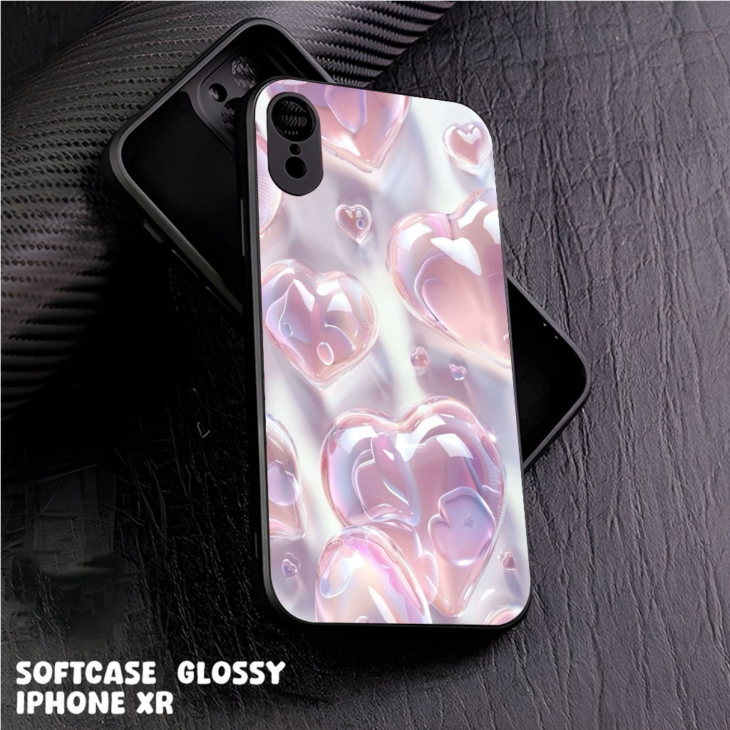 Case iPhone XR Casing iPhone XR Case Glossy Case Motif [ LOVE-HATI ] Hp iPhone Casing Hp Keren Kesin