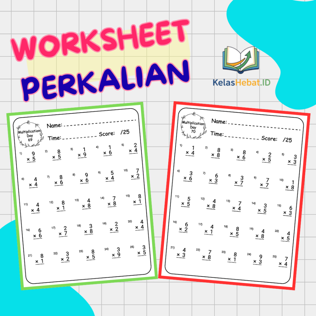 Worksheet Latihan Soal Matematika Berhitung Perkalian 110 Lembar untuk Anak SD
