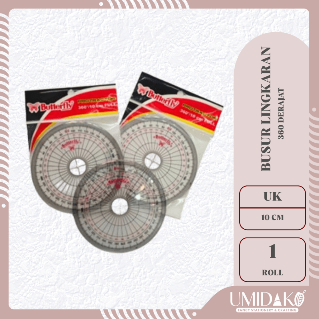 

[UMIDAKO] BUSUR BUTTERFLY / PROTRACTOR 360 DERAJAT/ 10 CM FULL