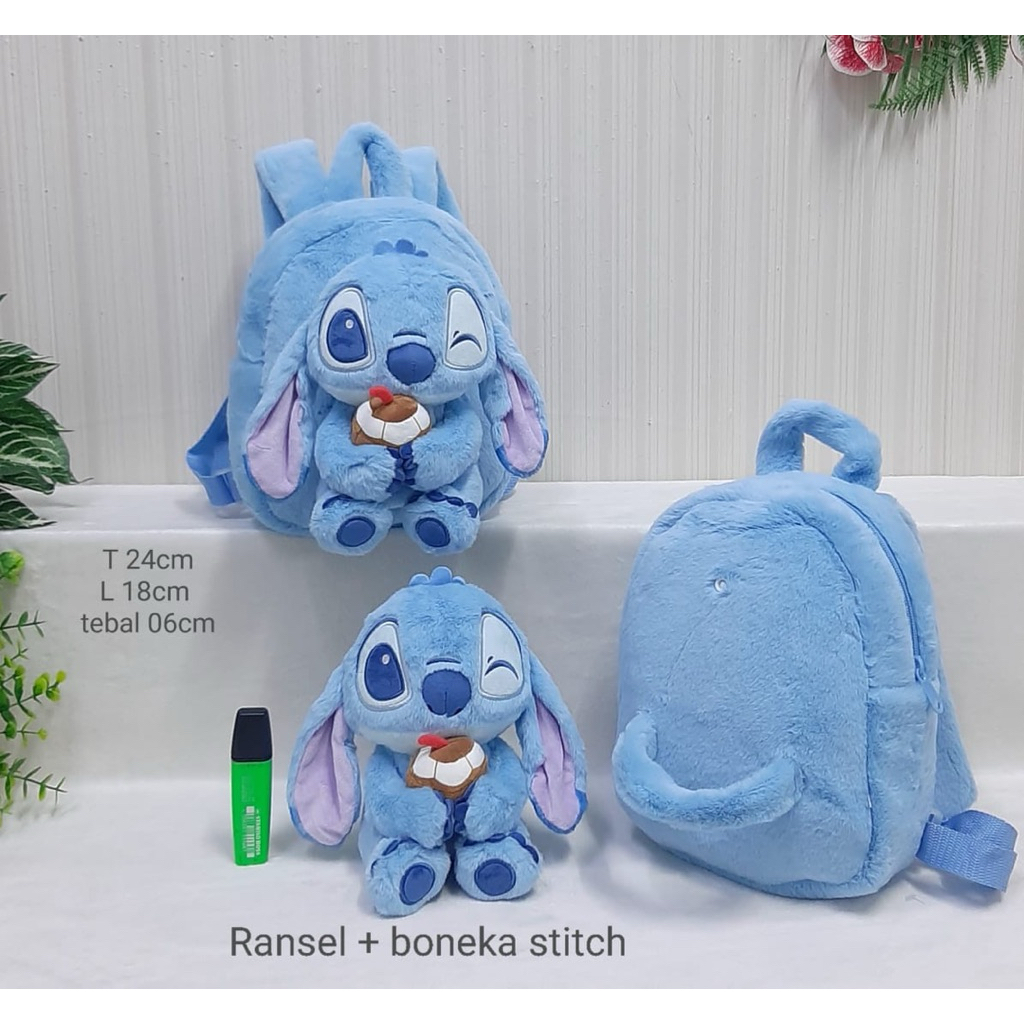 Dompet Koin Stitch Cute/Ransel Stitch Boneka/Tas Selempang Stitch + Boneka