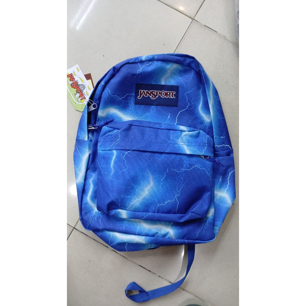Tas Ransel Jansport Premium Motif Petir Biru Full Jansport Pria/Wanita Bisa COD - Ringan & Tahan Lam