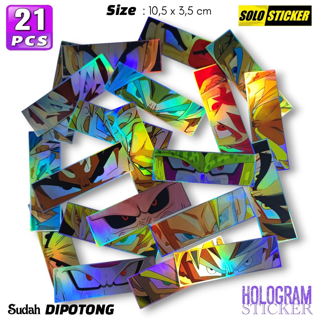 

Sticker Aesthetic Pack 21 pcs Anime Mata Dragon Ball Hologram Waterproof untuk Sticker Laptop HP