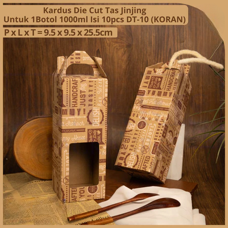 dus jinjing muat botol minum 1 liter isi 1 motif coklat koran hampers packaging