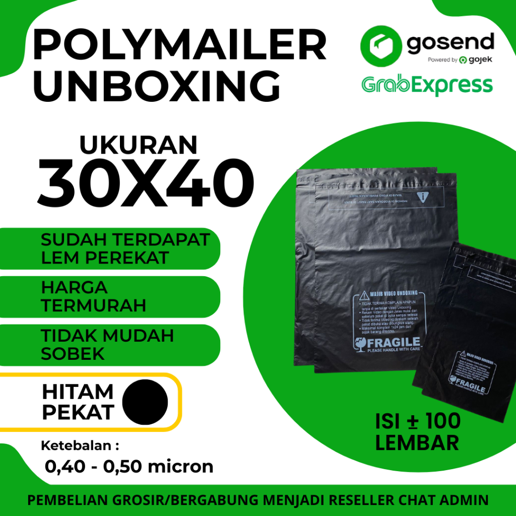 

Plastik Polymailer Unboxing Printing Ukuran 30x40 cm isi 100 lembar – Plastik Polymailer Unboxing Printing isi 100 lembar – Tebal Anti Sobek Lem Kuat Packing Praktis Siap Kirim