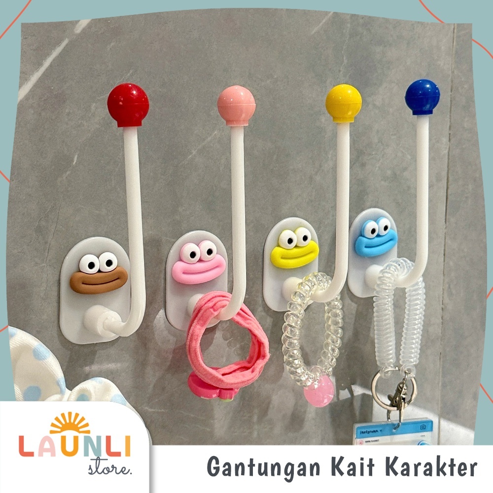 Gantungan Kait Baju Tas Tempel Dinding Motif Karakter Lucu Estetik Pengait Hook Multifungsi