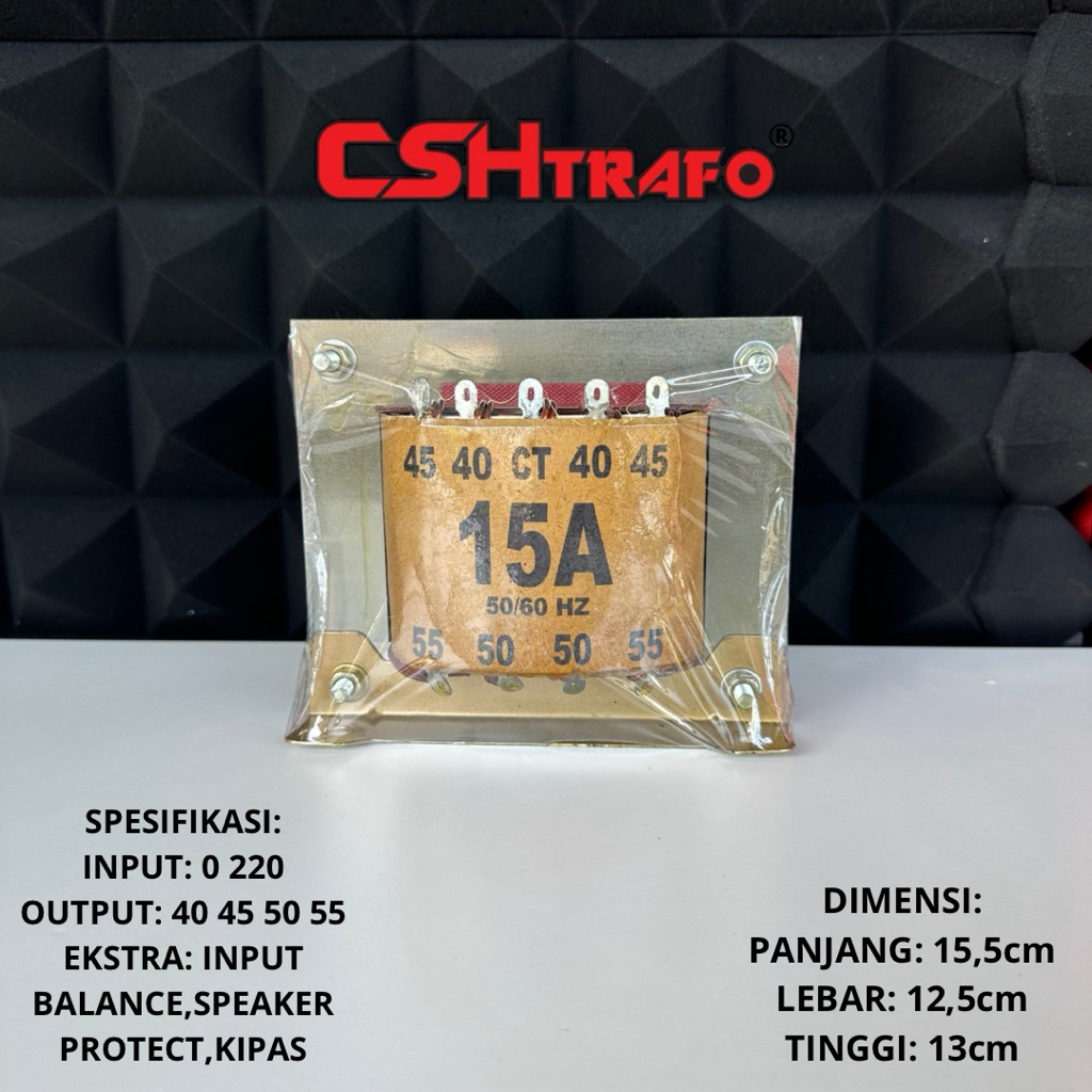 Trafo Kotak CSH Premium (MURNI) 15A CT 55V 100% Tembaga Murni