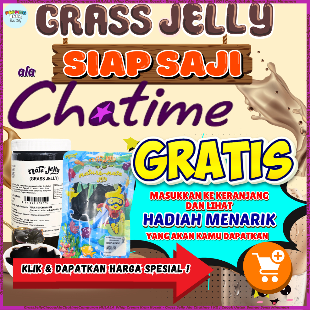 

GrassJellyCincauAlaChatimeCampuran HULALA Whip Cream Krim Kocok - Grass Jelly Ala Chatime 1 KG | Cocok Untuk Semua Jenis Minuman