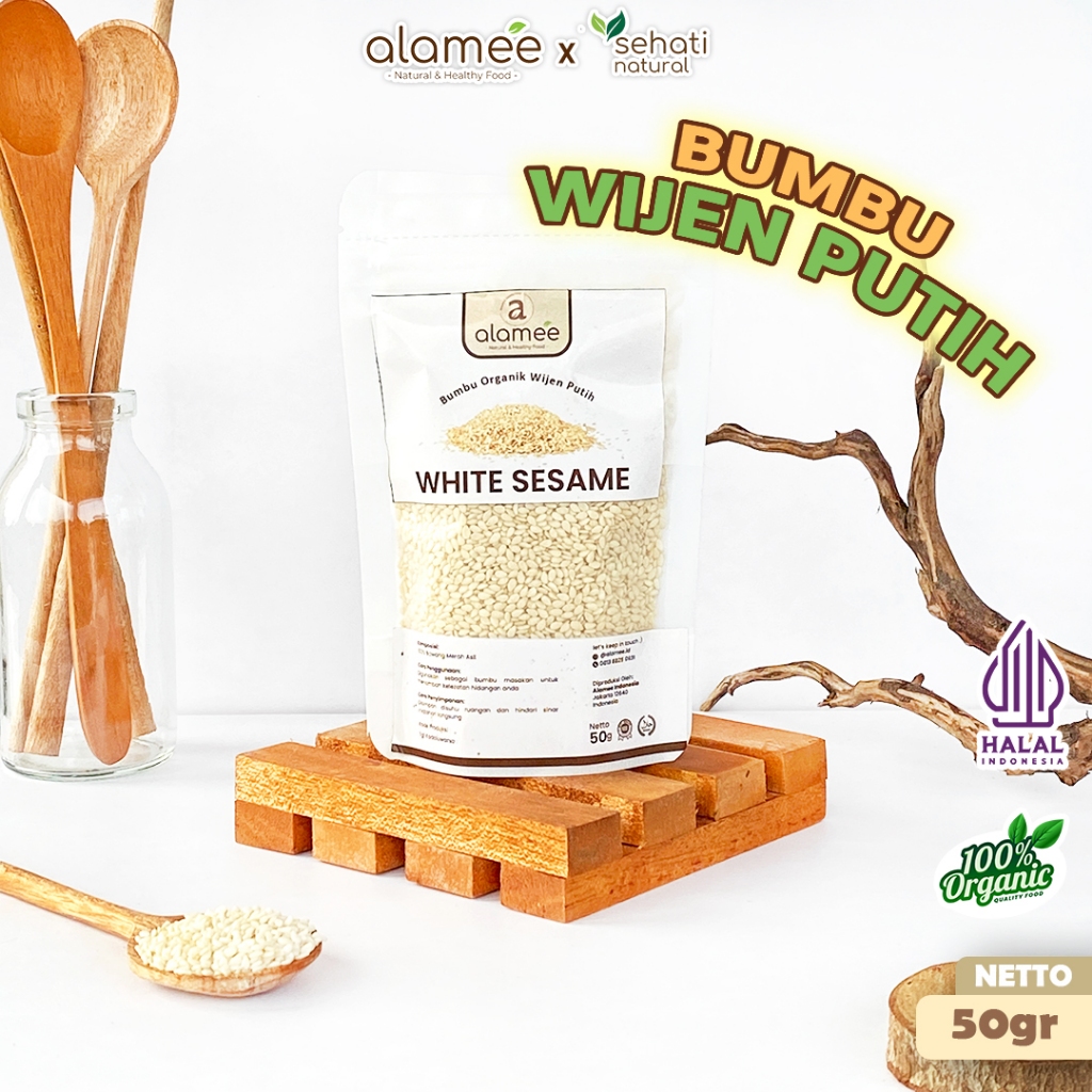 

ALAMEE Wijen Putih White Sesame Seed Bumbu Dapur Organik Masak Rempah Tanpa Campuran Seasoning 50g