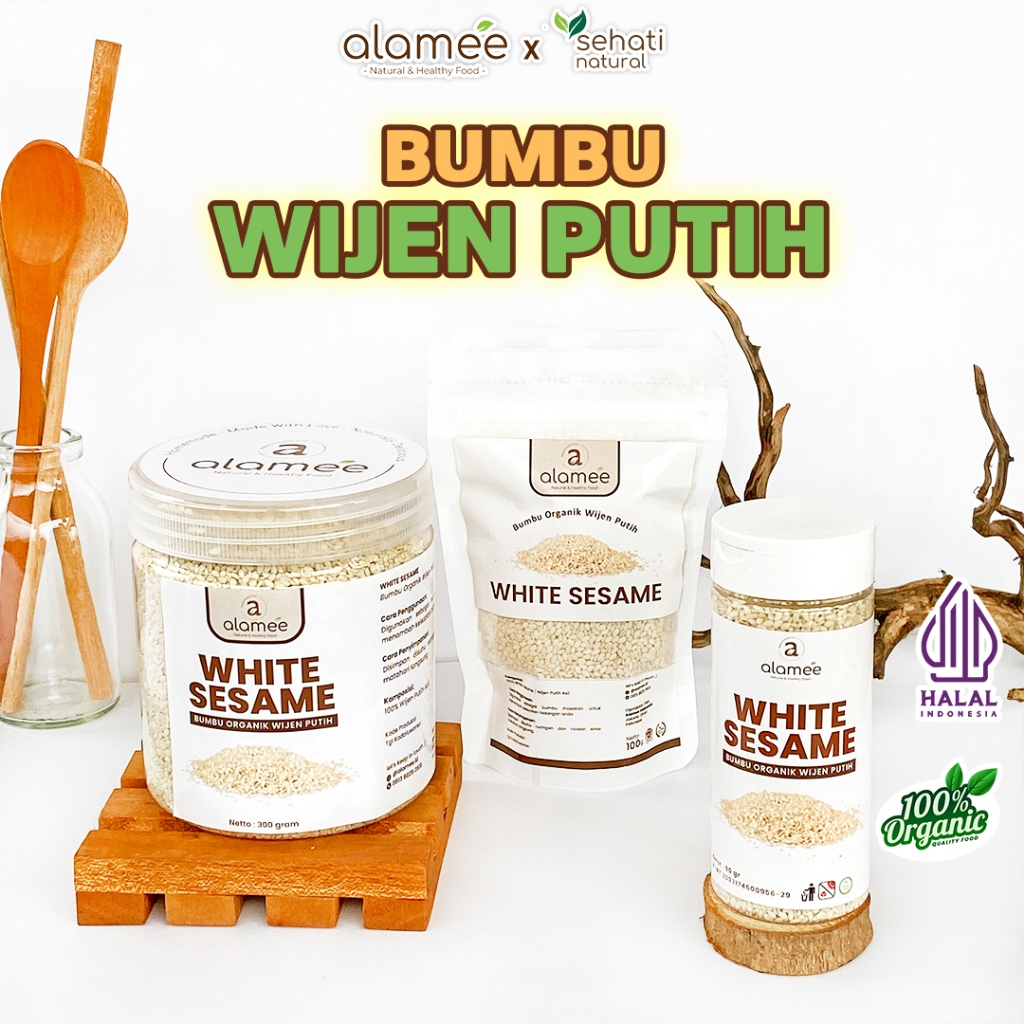 

ALAMEE Wijen Putih White Sesame Seed Bumbu Dapur Organik Masak Rempah Tanpa Campuran Seasoning 300gr