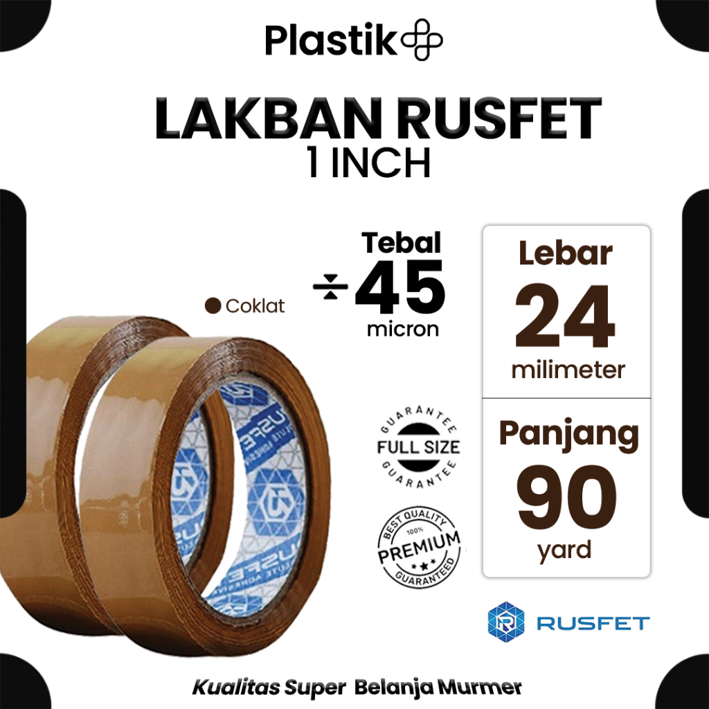 

Lakban Merek Rusfet Coklat 1inch / 24mm x 90 yard Spek. Daimaru, Cortape Harga Satuan Ecer