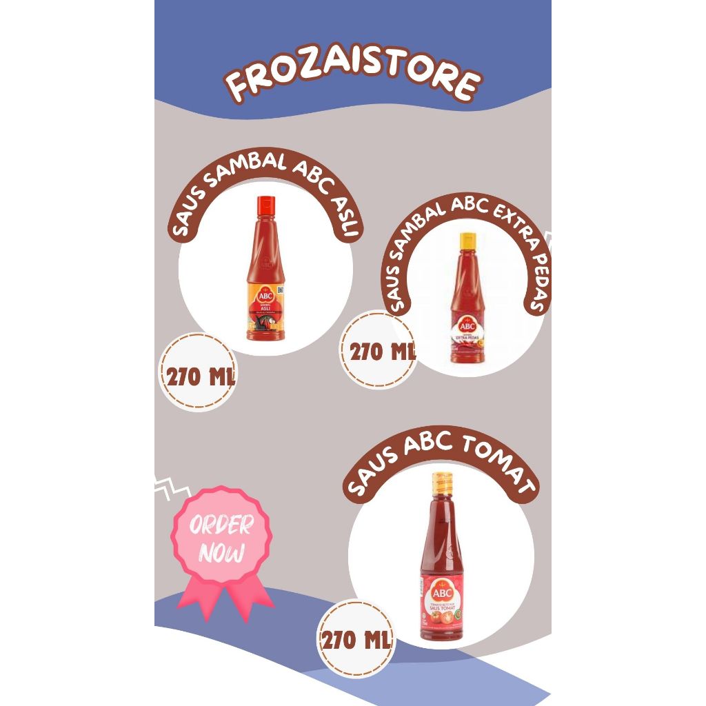 

Saus ABC (Extra Pedas,Asli,Tomat) Berat 270ml