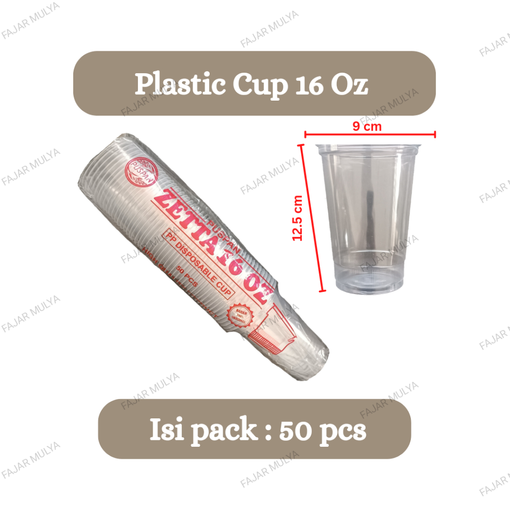 Fajar Mulya - Plastic Cup Zetta 16 Oz / Merk Puspan / @50 pcs