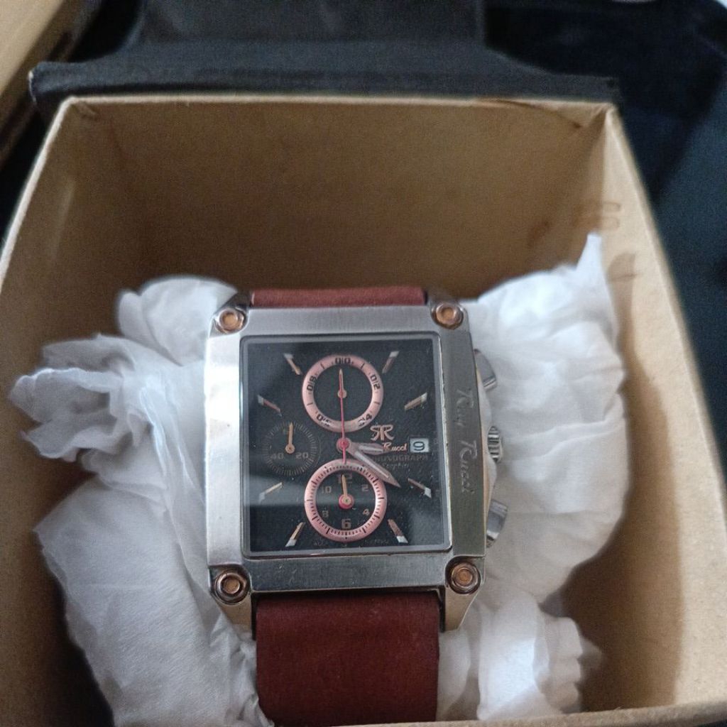 Jam tangan kotak original Chronograph Ray Rucci preloved second bekas