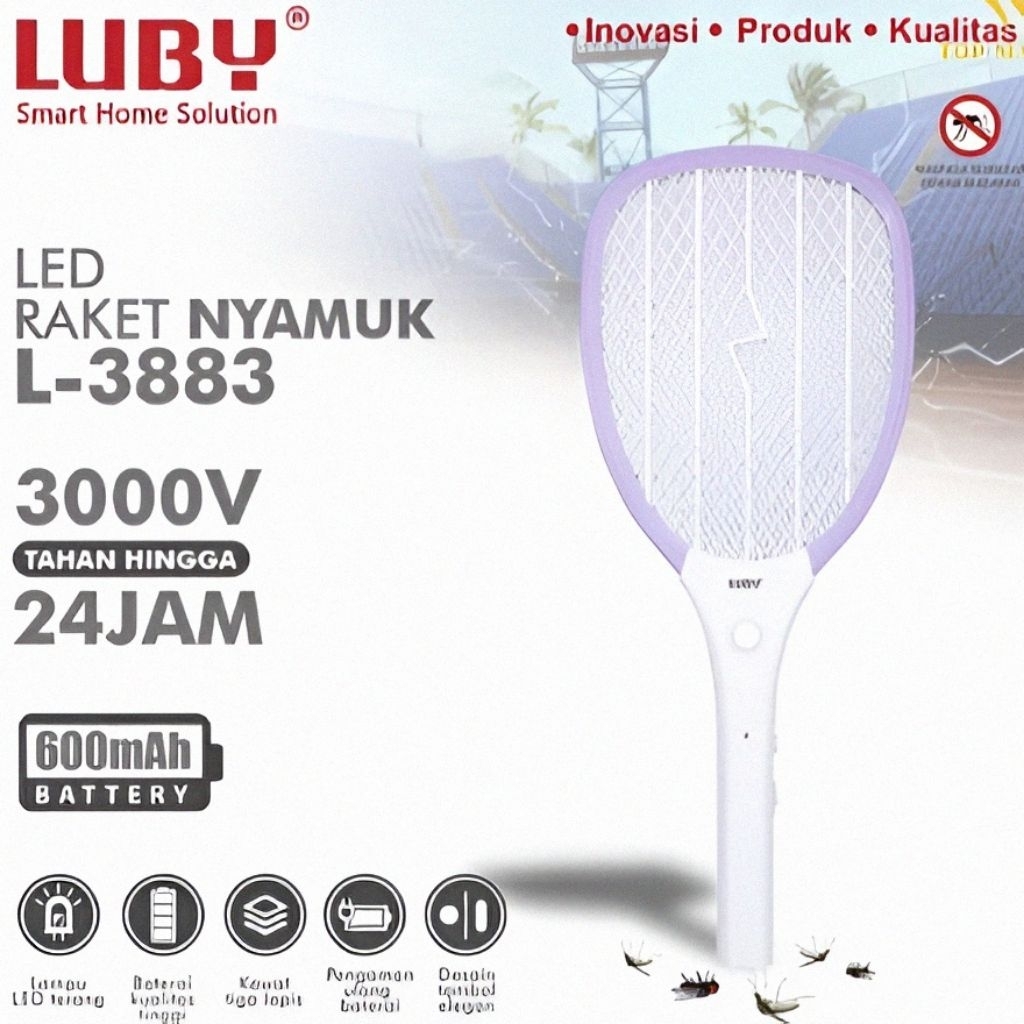 Raket Nyamuk Kecil Besar 3883/3882/3881/3887 LUBY/Jumbo/JAVOTEC/Raket Nyamuk Listrik/Kabel Charge/Ca
