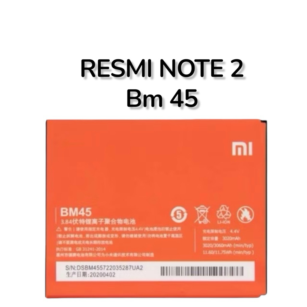 Baterai Xiaomi Redmi Note 2 BM-45 baterai Xiaomi Redmi Note 2 Prime BM45