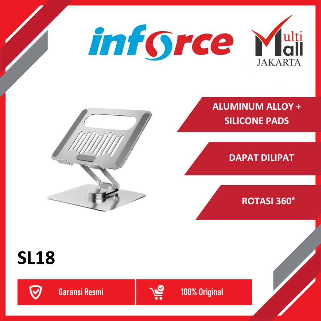 Inforce Rotating Laptop Stand SL18 360 Derajat Laptop Stand Holder 360 Derajat Tablet Stand Holder