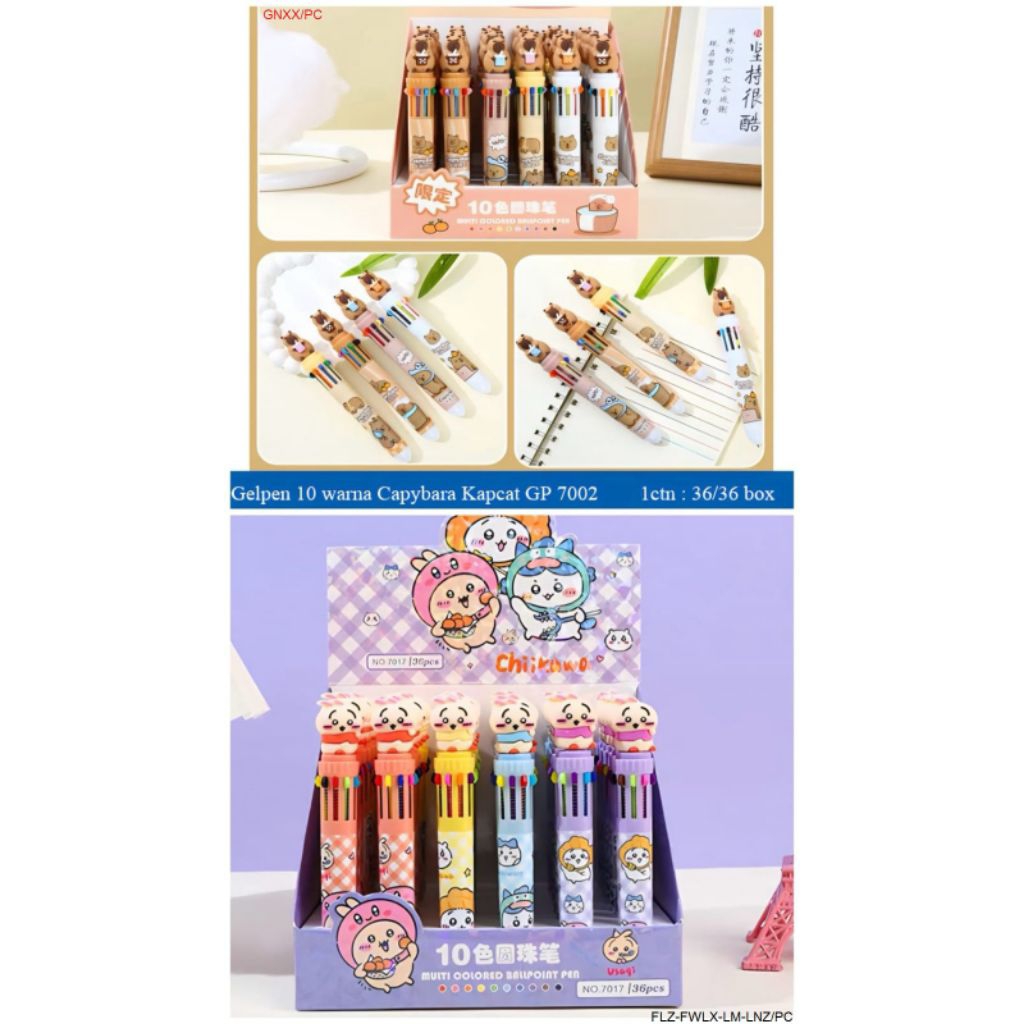 

Pulpen Fancy 10 Warna Chikawa & Capybara/Pulpen 10 Warna/Pulpen Fancy/Per Pcs