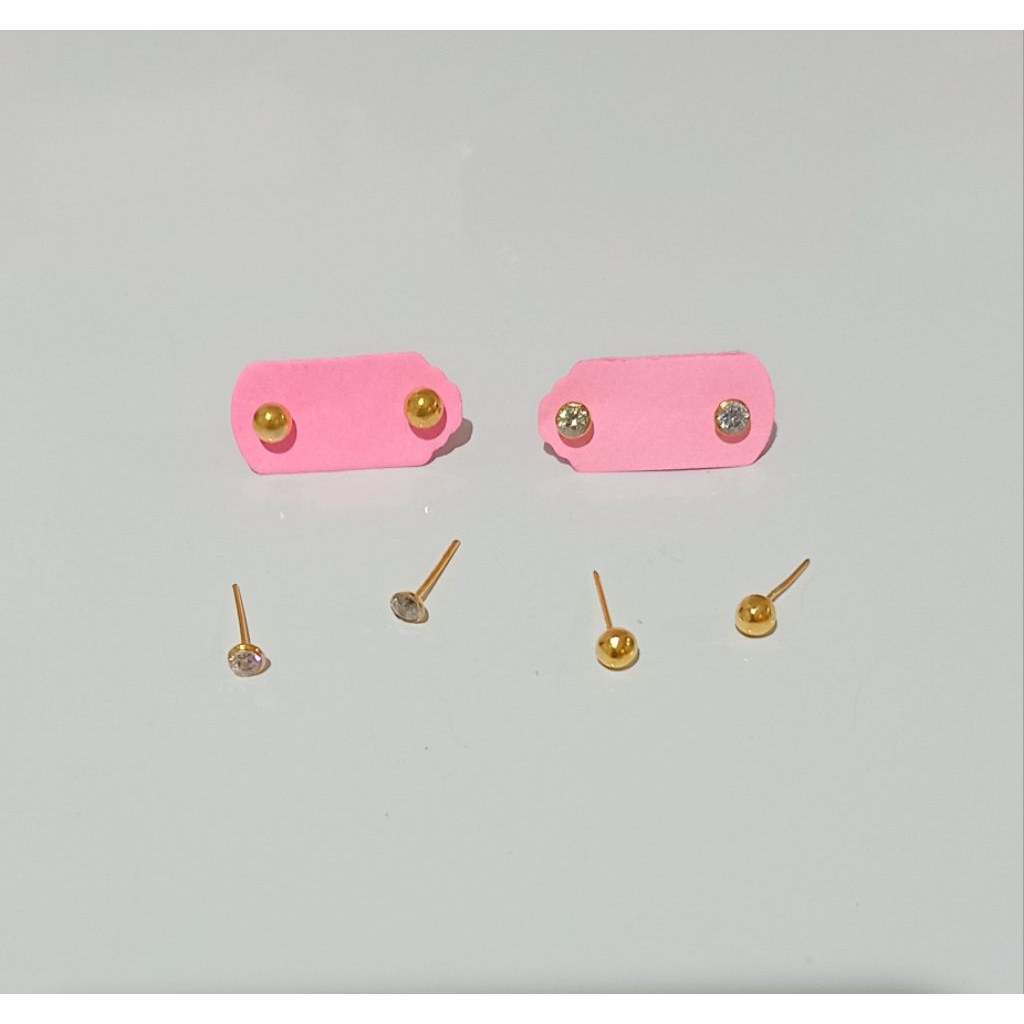 Anting Tindik Bayi Mata & Polos (Emas Muda 6K)